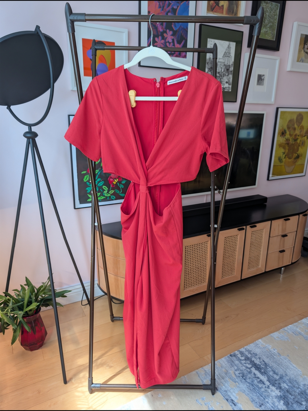 Abercrombie & Fitch Red Knot-Front Maxi Dress